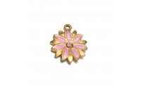 Colgante flor esmalte rosa...