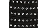 Cuero con Swarovski 6mm. Negro