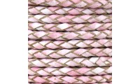 Cuero trenzado 3mm. Rosa claro
