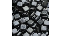 Square beads 6mm. Jet Hematite